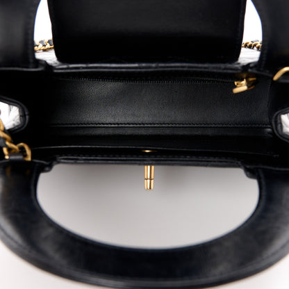 Chanel Shiny Aged Calfskin Quilted Nano Kelly Shopper Black 5 of 12