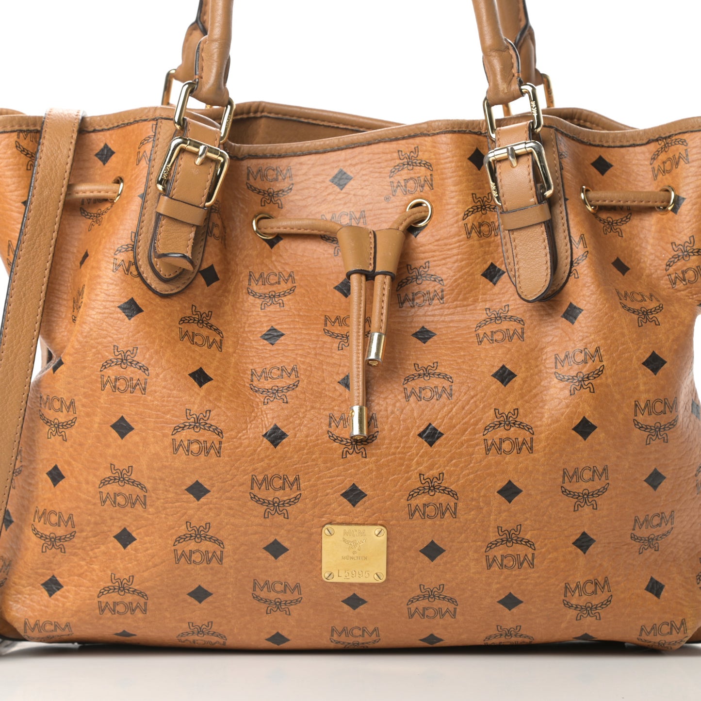 Visetos Medium Drawstring Shopper Cognac