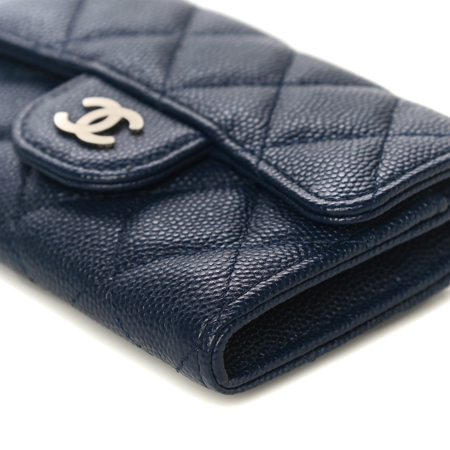 Chanel Caviar Quilted Flap Card Holder Wallet Navy Blue 11 of 12