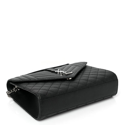 Saint Laurent Grain De Poudre Textured Mixed Matelasse Triquilt Medium Monogram Satchel Black 4 of 9