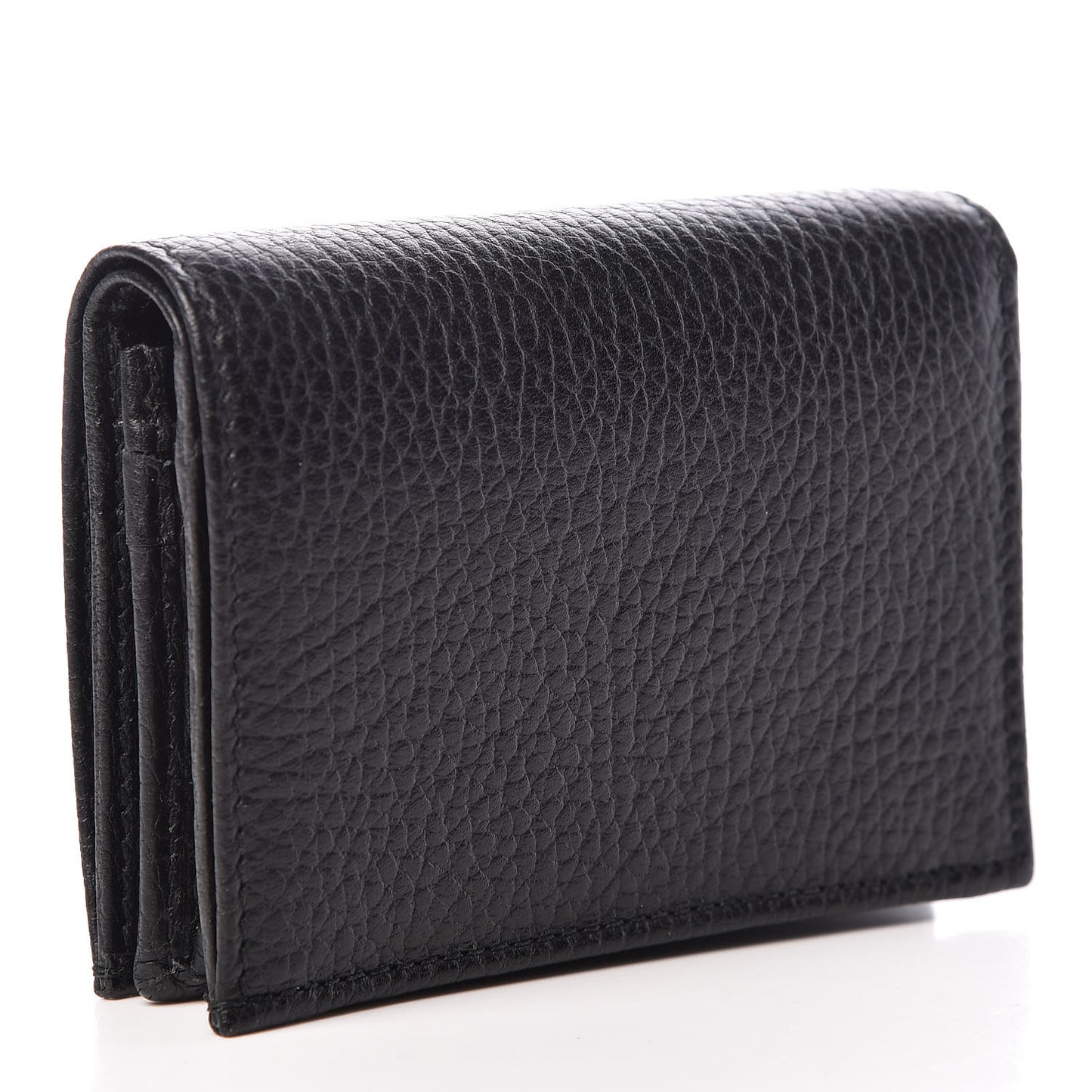 Pebbled Calfskin GG Marmont Card Case Black