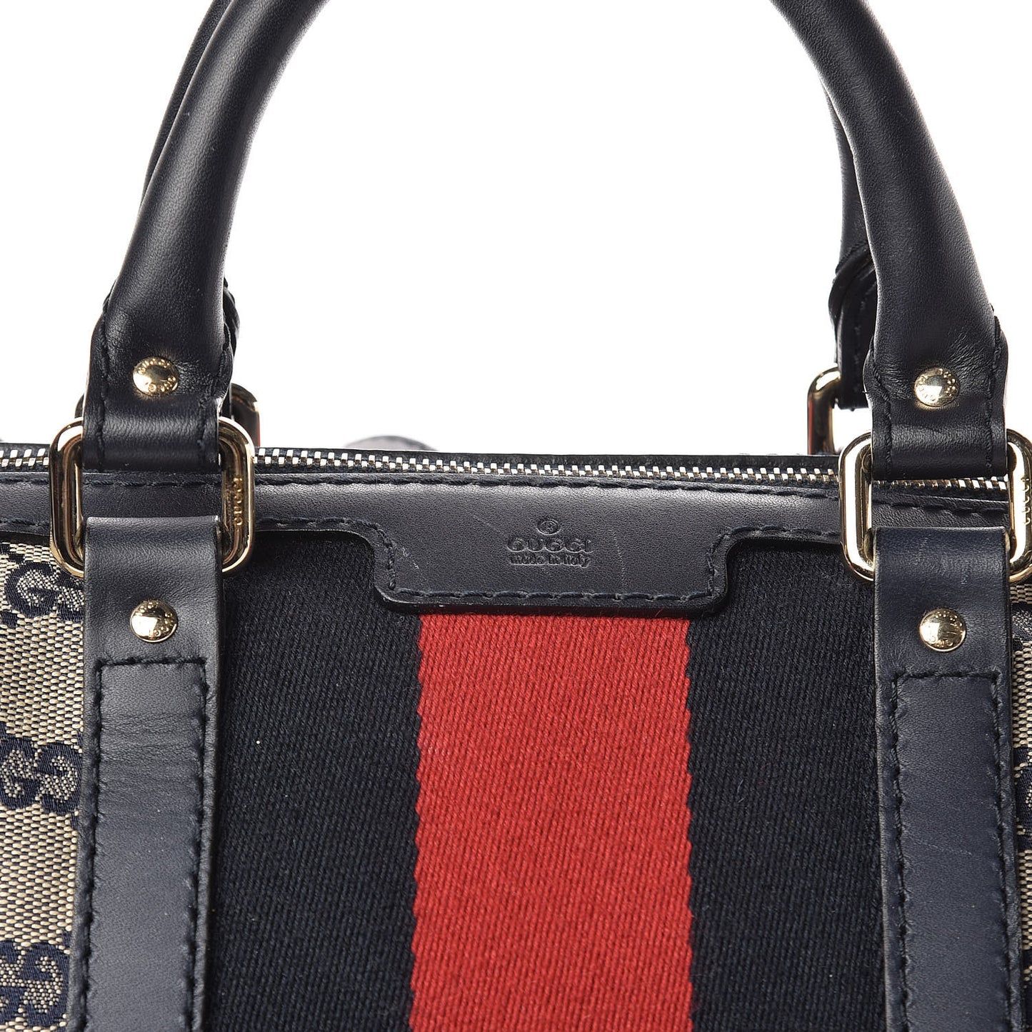 Monogram Selleria Calfskin Vintage Web Medium Boston Beige Blue
