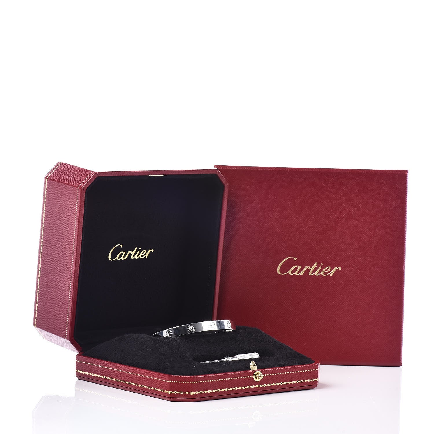 Cartier 18K White Gold 4 Diamond LOVE Bracelet 17 7 of 7