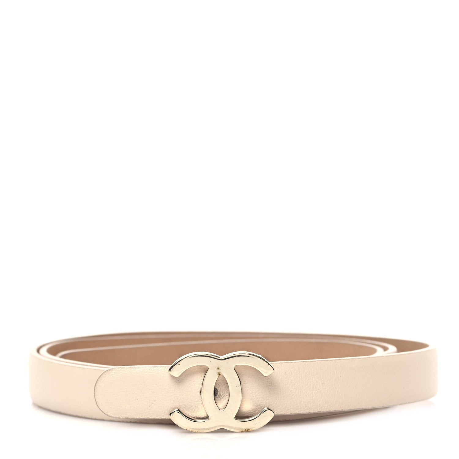 Chanel Lambskin CC Logo Skinny Belt 80 32 Ivory 1 of 6
