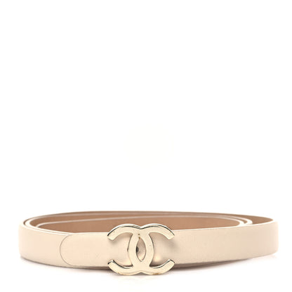 Chanel Lambskin CC Logo Skinny Belt 80 32 Ivory 1 of 6