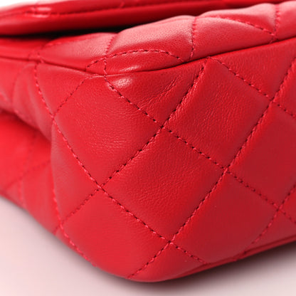 Chanel Lambskin Quilted Mini Rectangular Pearl Crush Flap Red 8 of 9