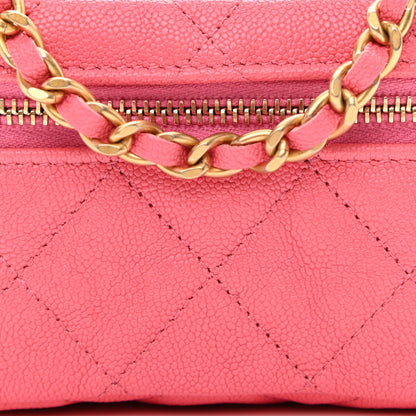 Chanel Caviar Quilted Mini Top Handle Vanity With Chain Pink 8 of 9