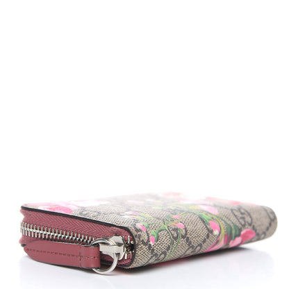Gucci GG Supreme Monogram Blooms Zip Around Card Case Wallet Beige Multicolor Dry Rose 4 of 13