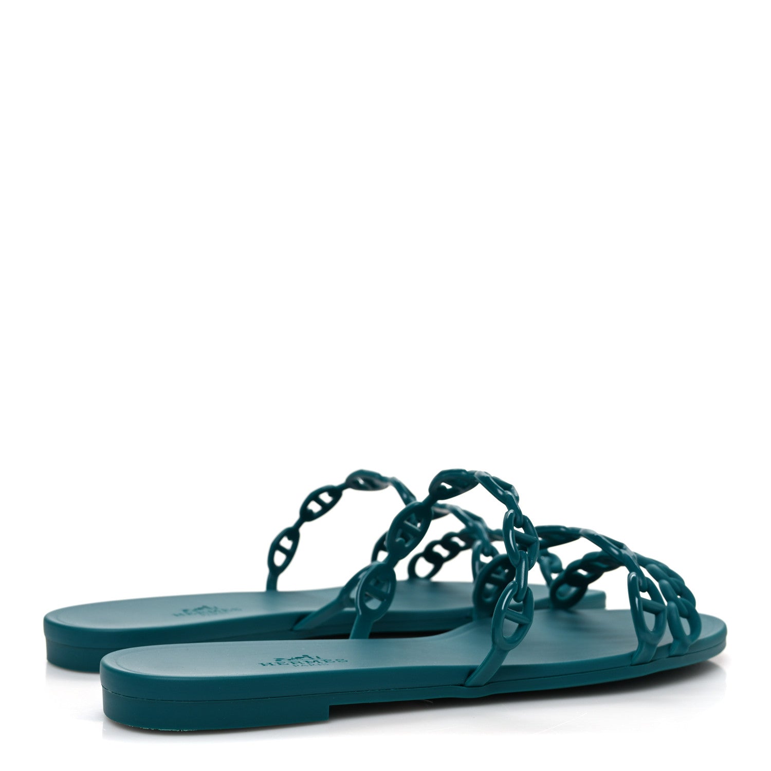 Hermes Rubber Chaine d'Ancre Rivage Sandals 38 Vert d'Ete 5 of 9