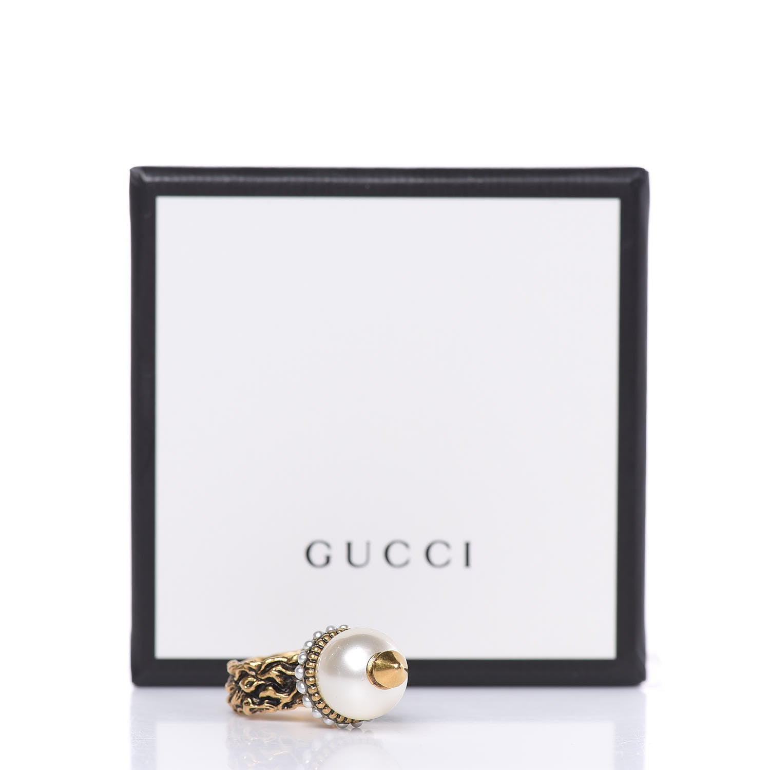 Gucci Metal Pearl Ring 6.75 Aged Gold 6 of 6