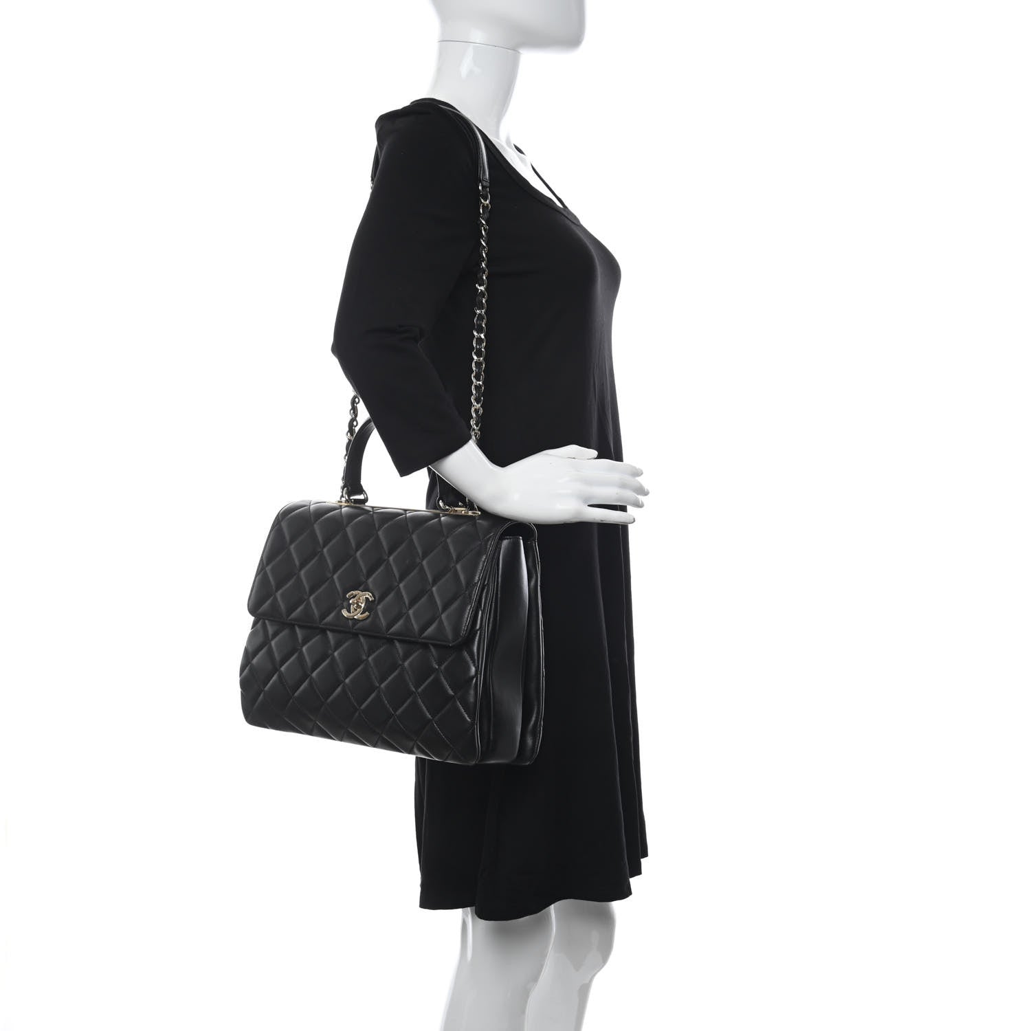 Chanel Lambskin Quilted Large Trendy CC Dual Handle Flap Bag Black 2 of 14