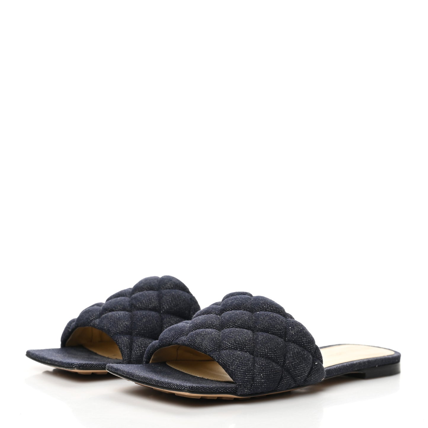 Denim Matelasse Padded Flat Sandals 38 Indigo