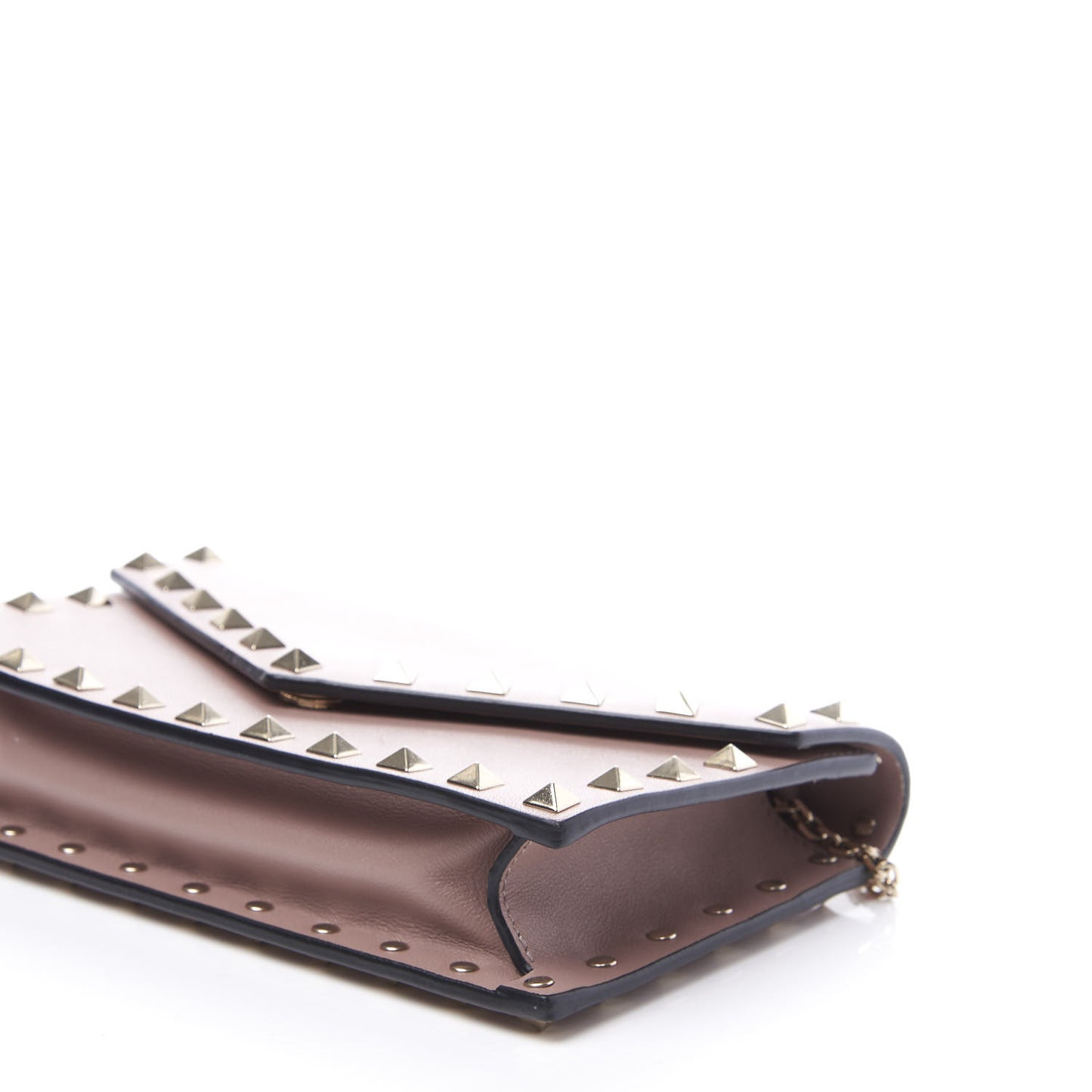 Vitello Rockstud Envelope Wallet on Chain Poudre