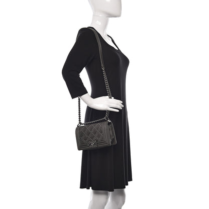 Chanel Crumpled Lambskin Small Studded Boy Flap Dark Gray 2 of 11
