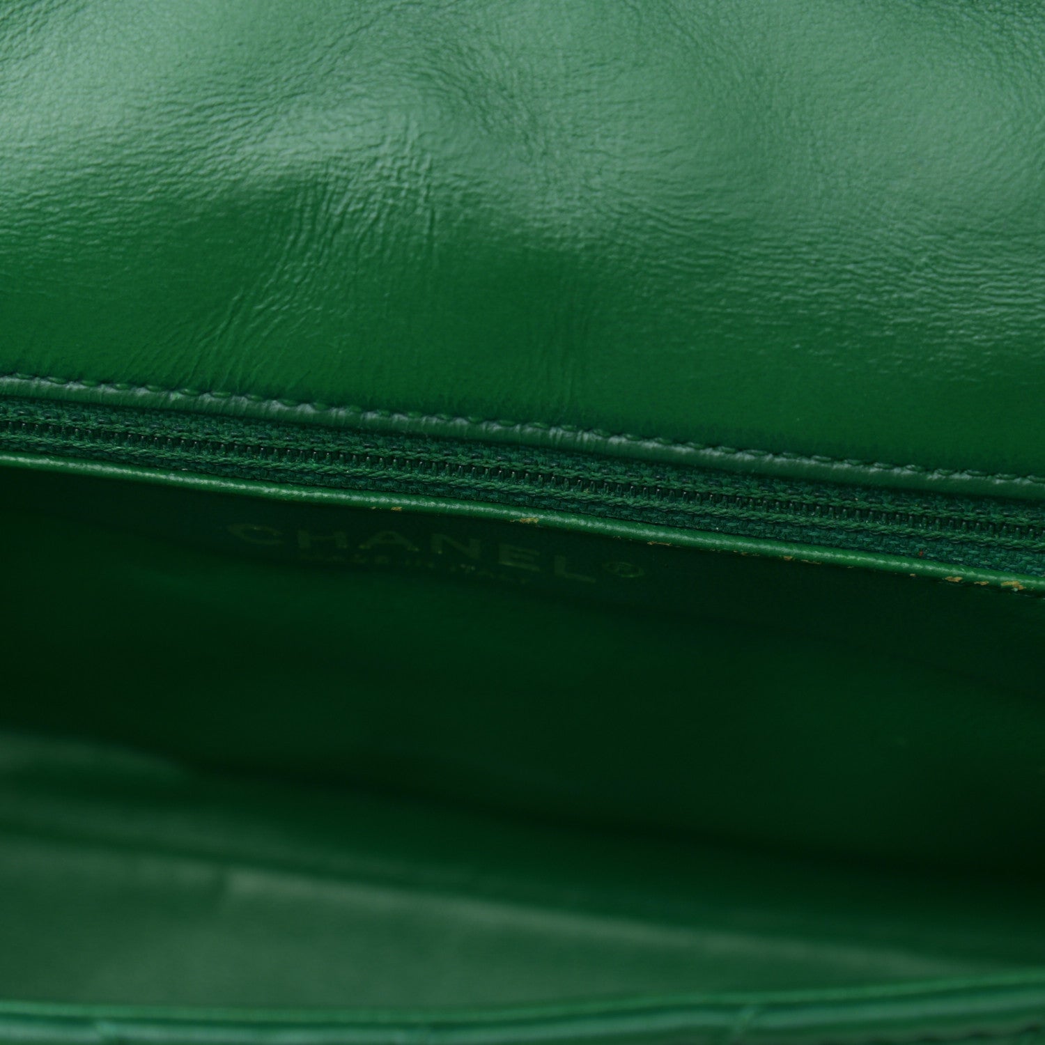 Chanel Lambskin Chevron Quilted Medium Single Flap Green 13 of 13
