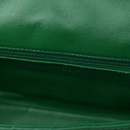 Chanel Lambskin Chevron Quilted Medium Single Flap Green 13 of 13