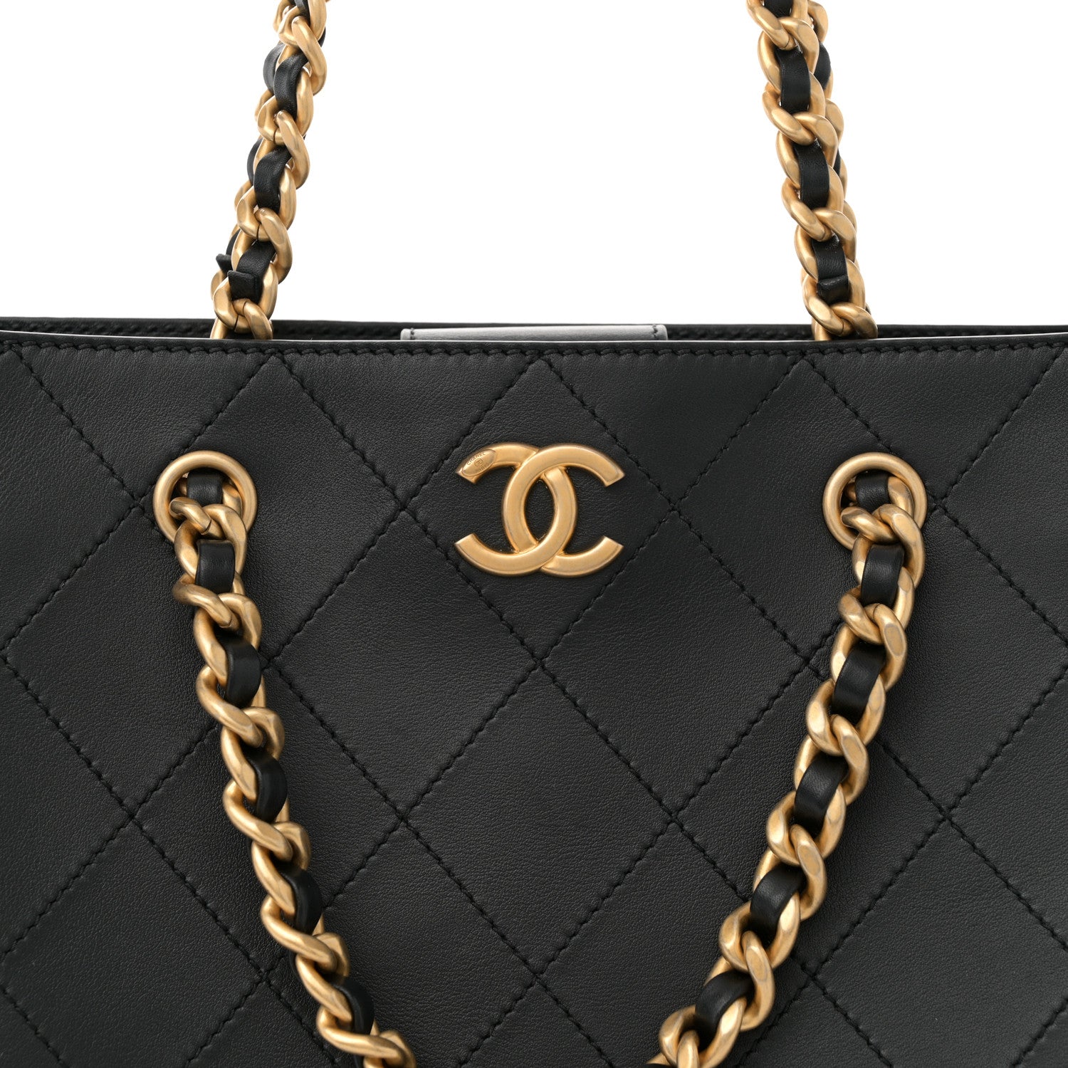 Chanel Calfskin Stitched Large Shopping Tote Black 8 of 10