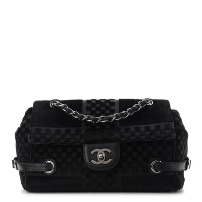 Chanel Velvet Checkered Flap Bag Black 1 of 9