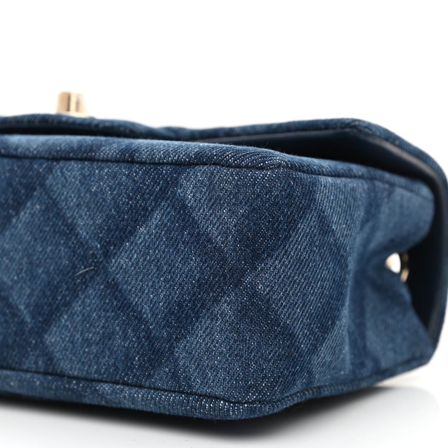 Printed Denim Quilted Mini Rectangular Flap Dark Blue
