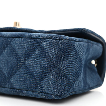 Chanel Printed Denim Quilted Mini Rectangular Flap Dark Blue 10 of 10