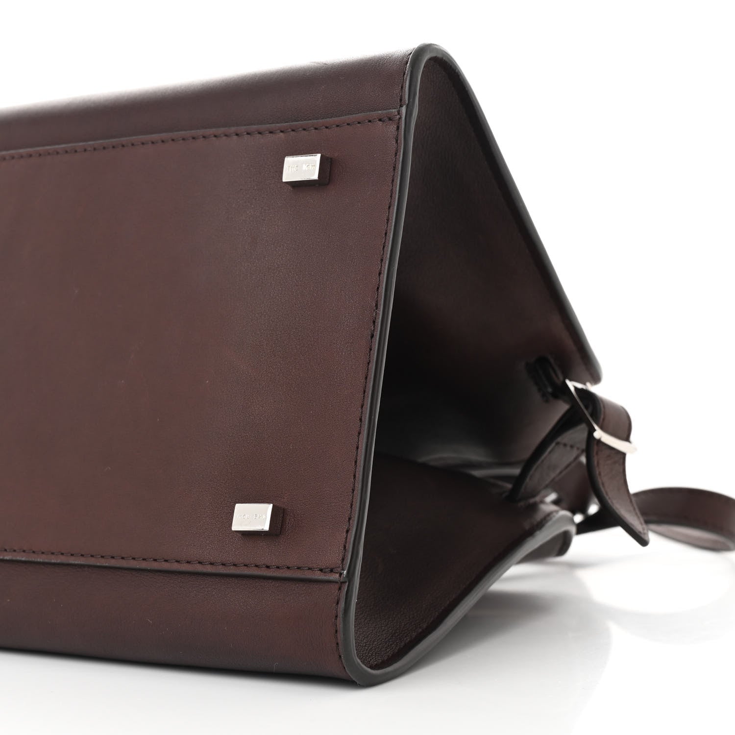The Row Polished Saddle Calfskin Soft Margaux 10 Bag Dark Brown 9 of 10