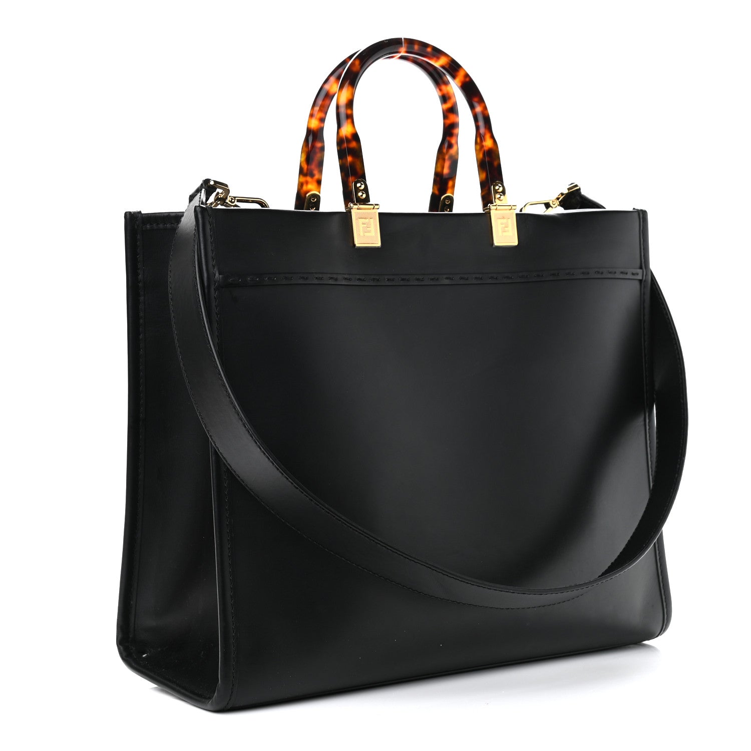 Fendi Vitello King Plexiglass Medium Fendi Sunshine Shopper Tote Black 3 of 12
