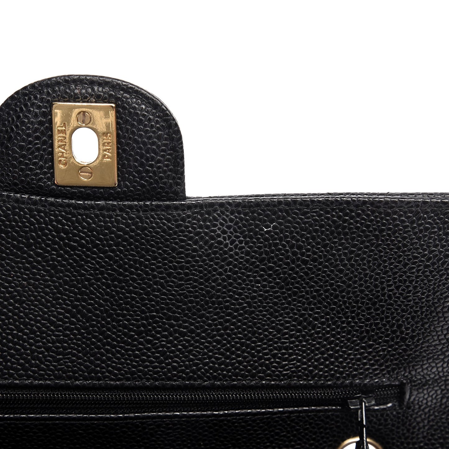 Caviar Quilted Medium Double Flap Black