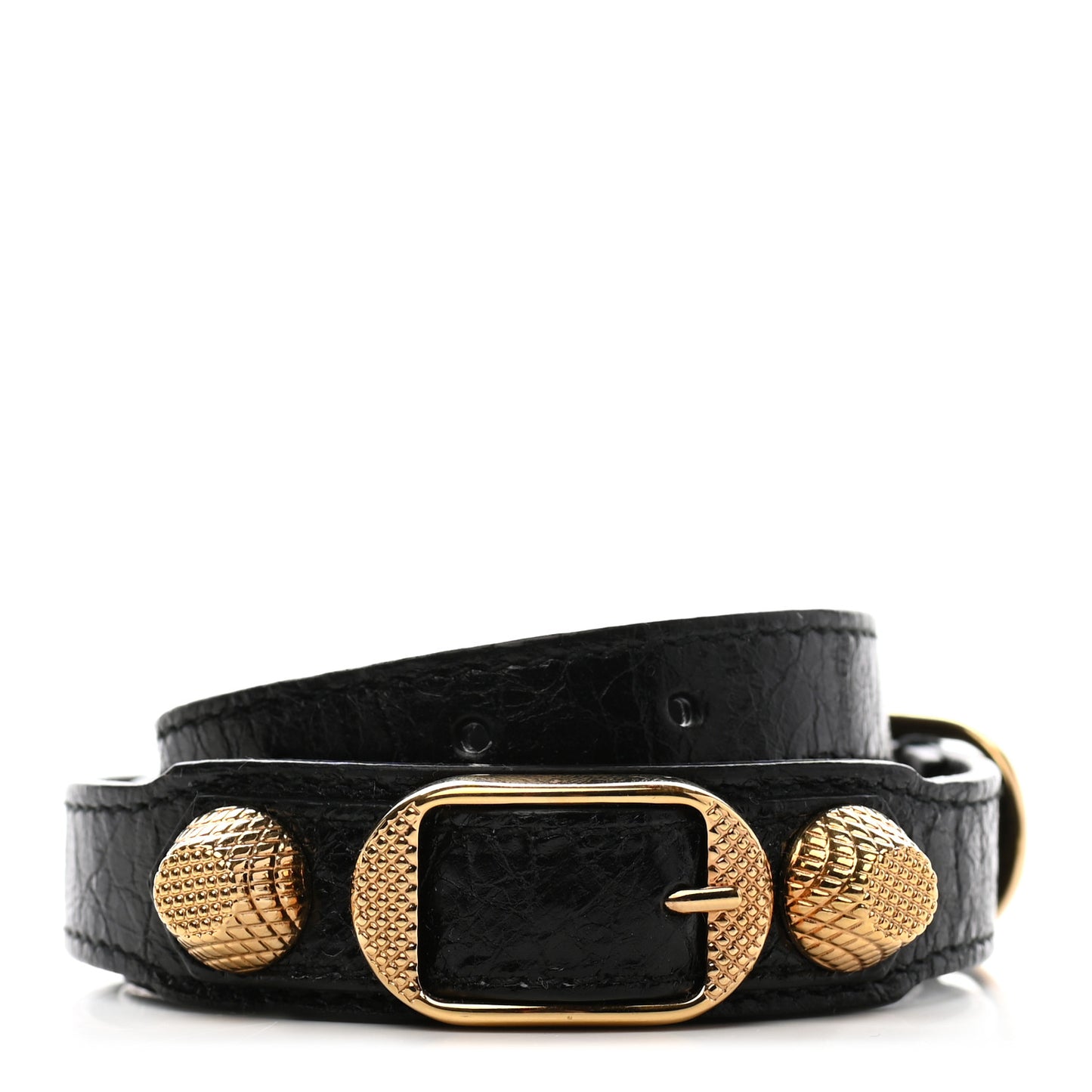 Agneau Giant 12 Gold Hardware Triple Tour Bracelet S Black