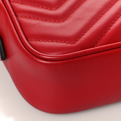 Gucci Calfskin Matelasse Mini GG Marmont Chain Shoulder Bag Hibiscus Red 8 of 9