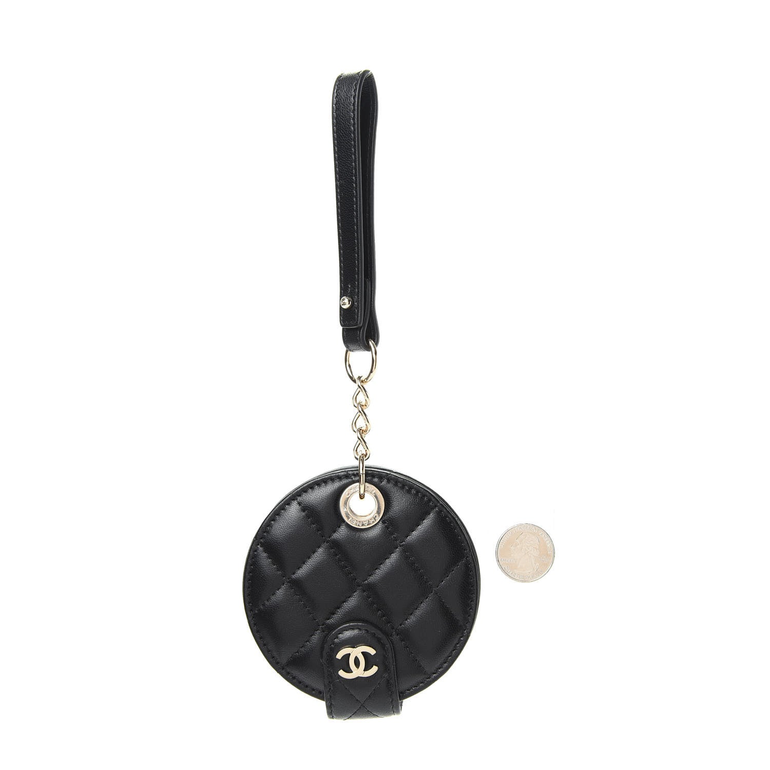 Chanel Lambskin Quilted Round Luggage Tag Black 2 of 5