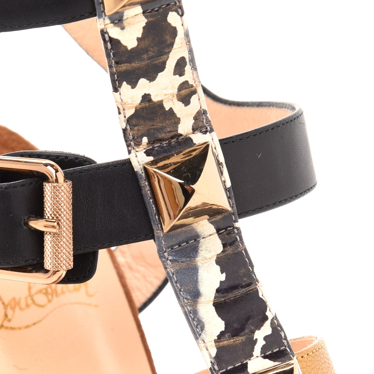 Calfskin Pony Hair Suede Leopard Print Sandals 38