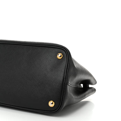 Prada Saffiano Cuir Medium Double Bag Black Fuoco 10 of 11