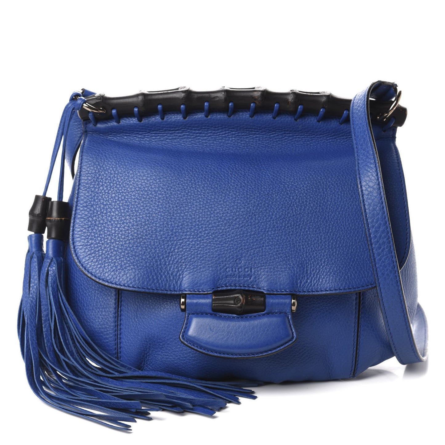 Calfskin Medium Nouveau Fringe Shoulder Bag Blue