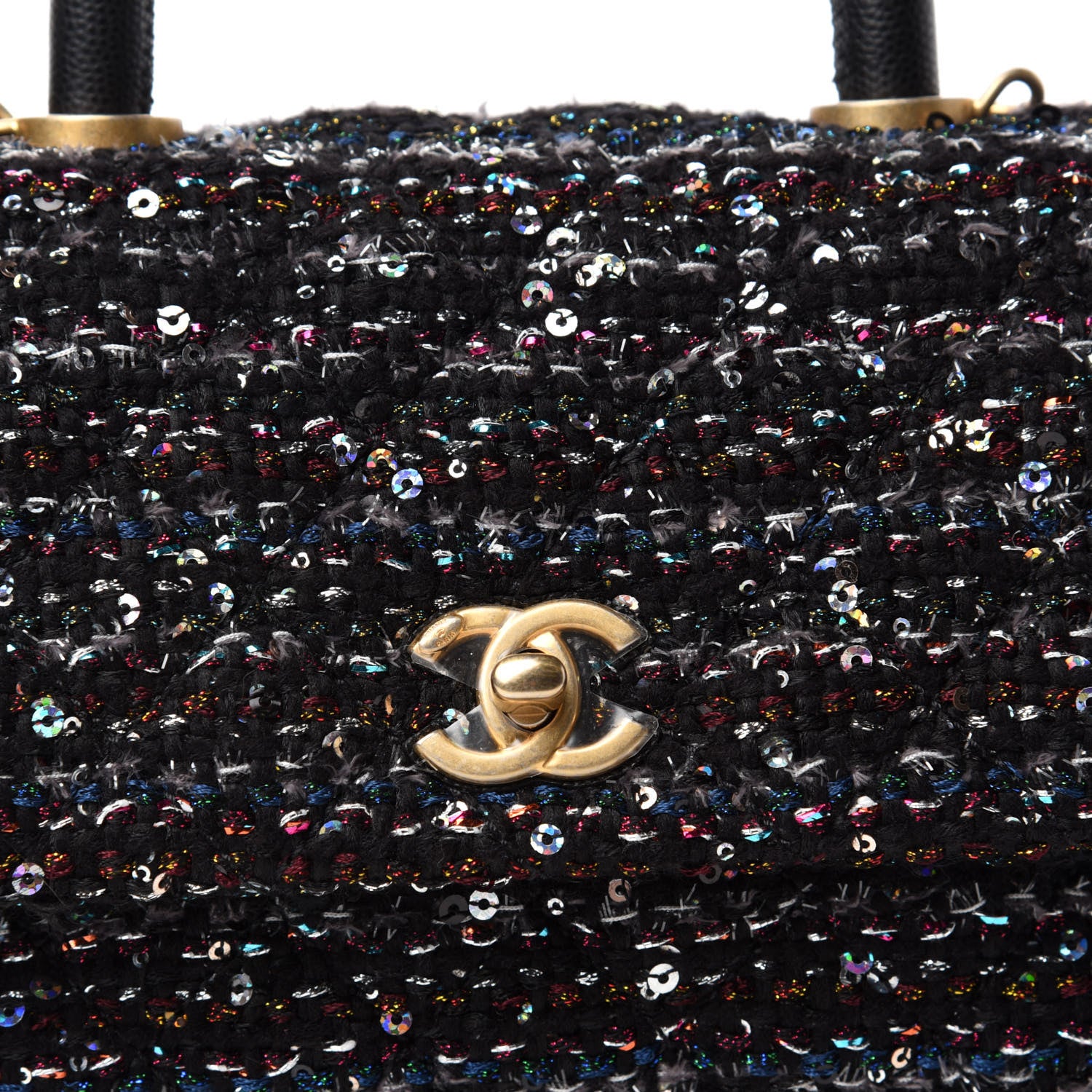 Chanel Tweed Sequin Mini Coco Handle Flap Black 12 of 12