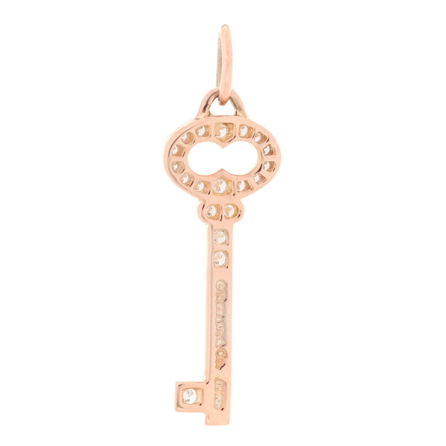 18K Rose Gold Diamond Mini Vintage Oval Key Pendant