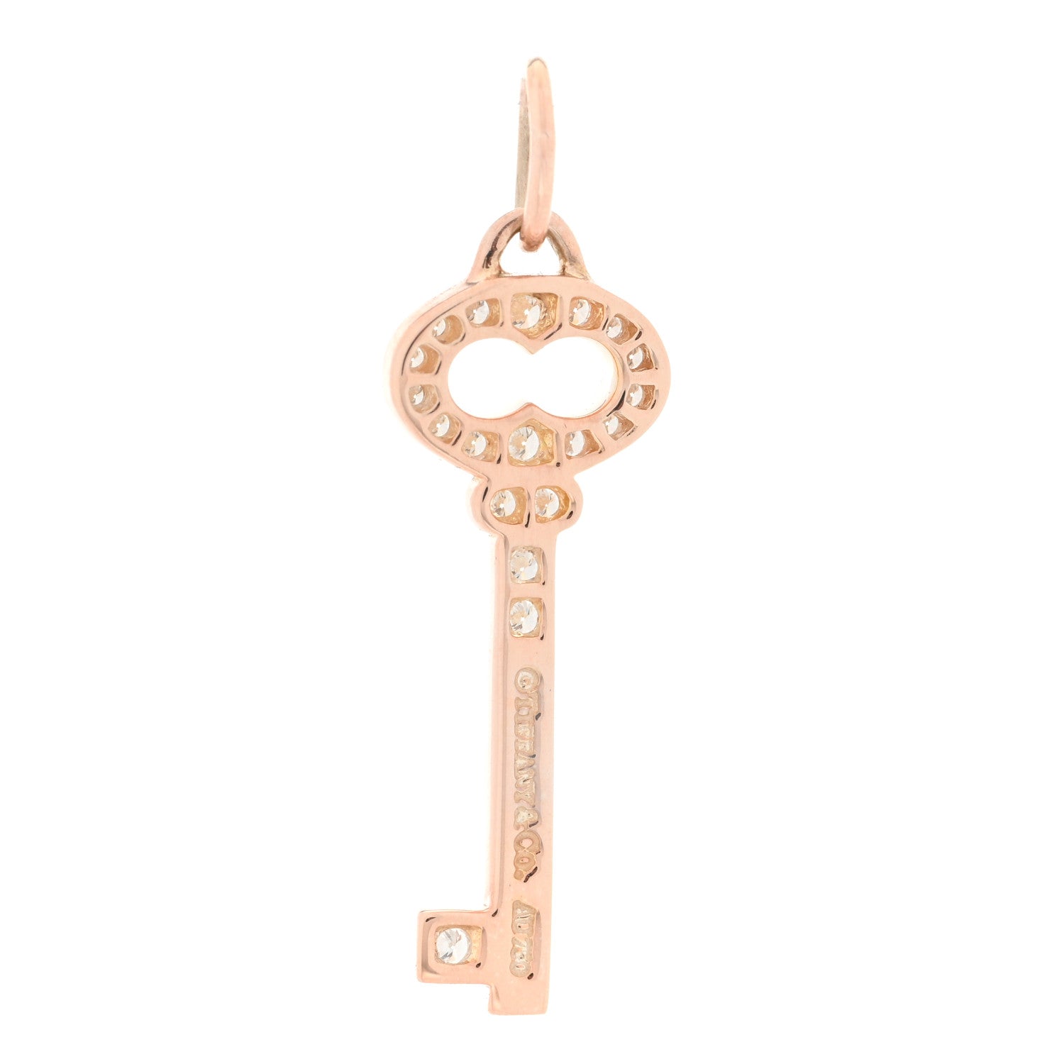 Tiffany 18K Rose Gold Diamond Mini Vintage Oval Key Pendant 3 of 3