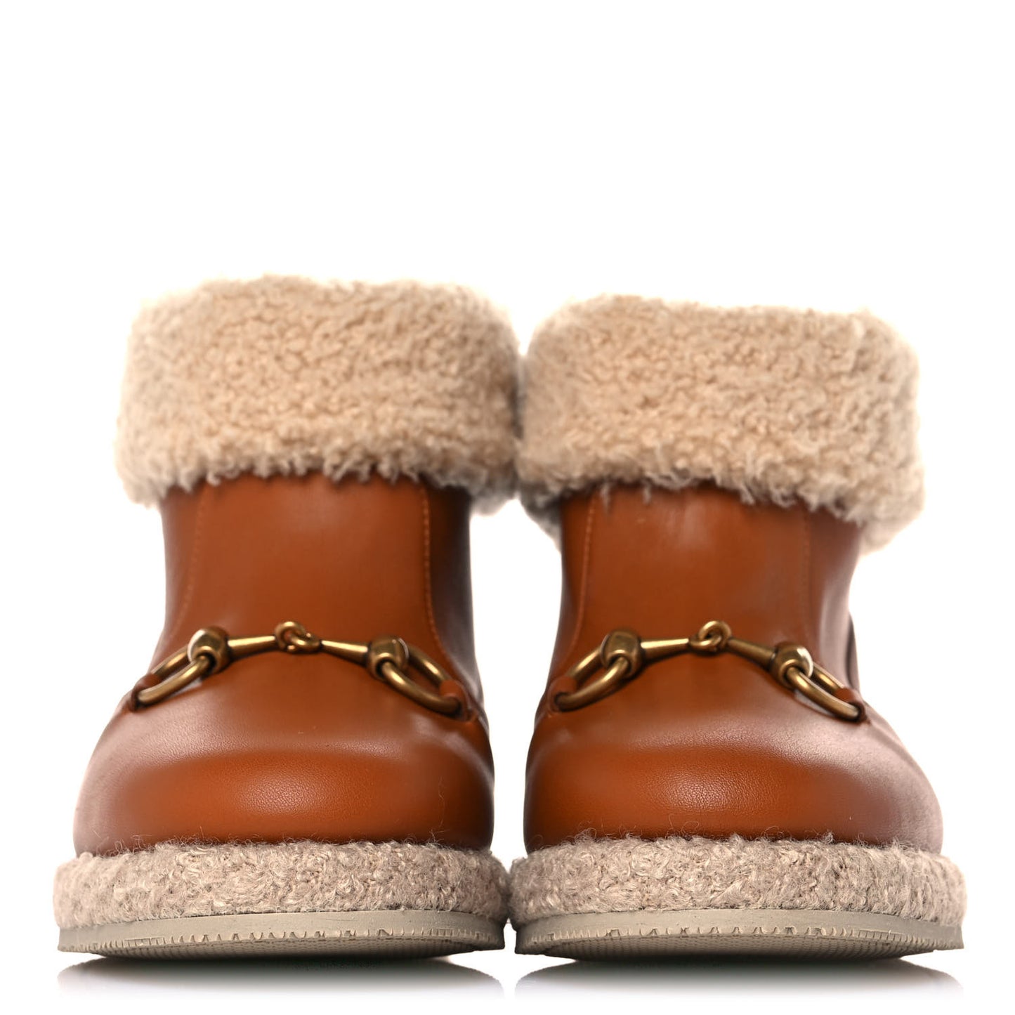 Calfskin Wool Womens Fria Horsebit Ankle Boots 36 New Caramel Butterscotch