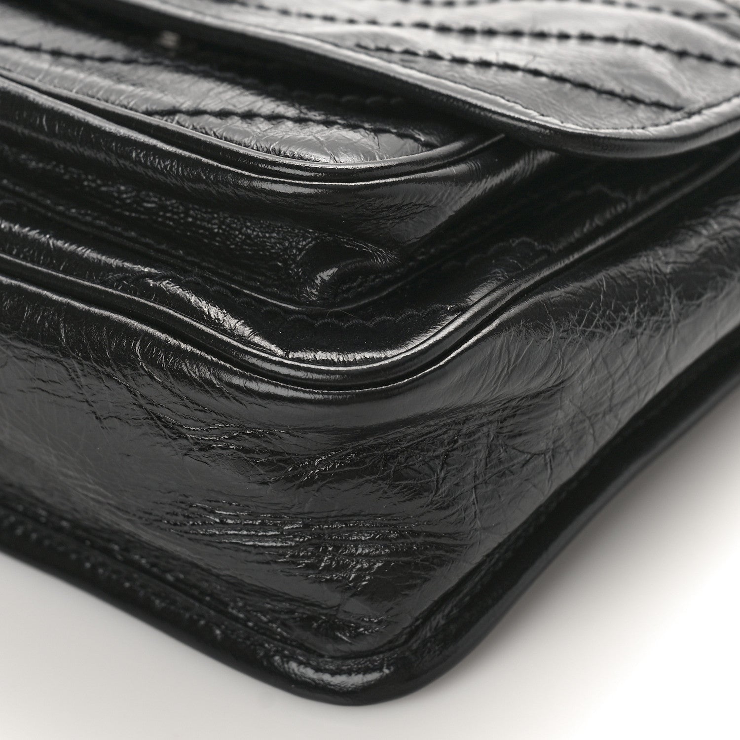 Saint Laurent Crinkled Calfskin Matelasse Monogram Baby Niki Chain Satchel Black 8 of 8