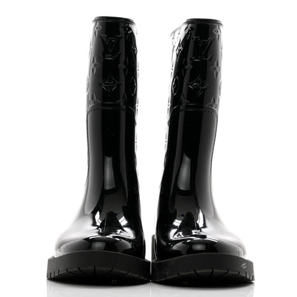 Louis Vuitton Rubber Embossed Monogram Drops Flat Half Boots 39 Black 2 of 10