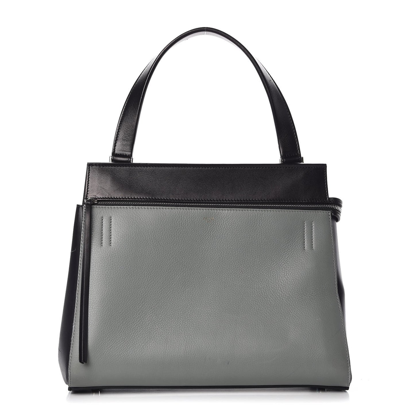 Calfskin Medium Bi-Color Edge Shoulder Bag Almond