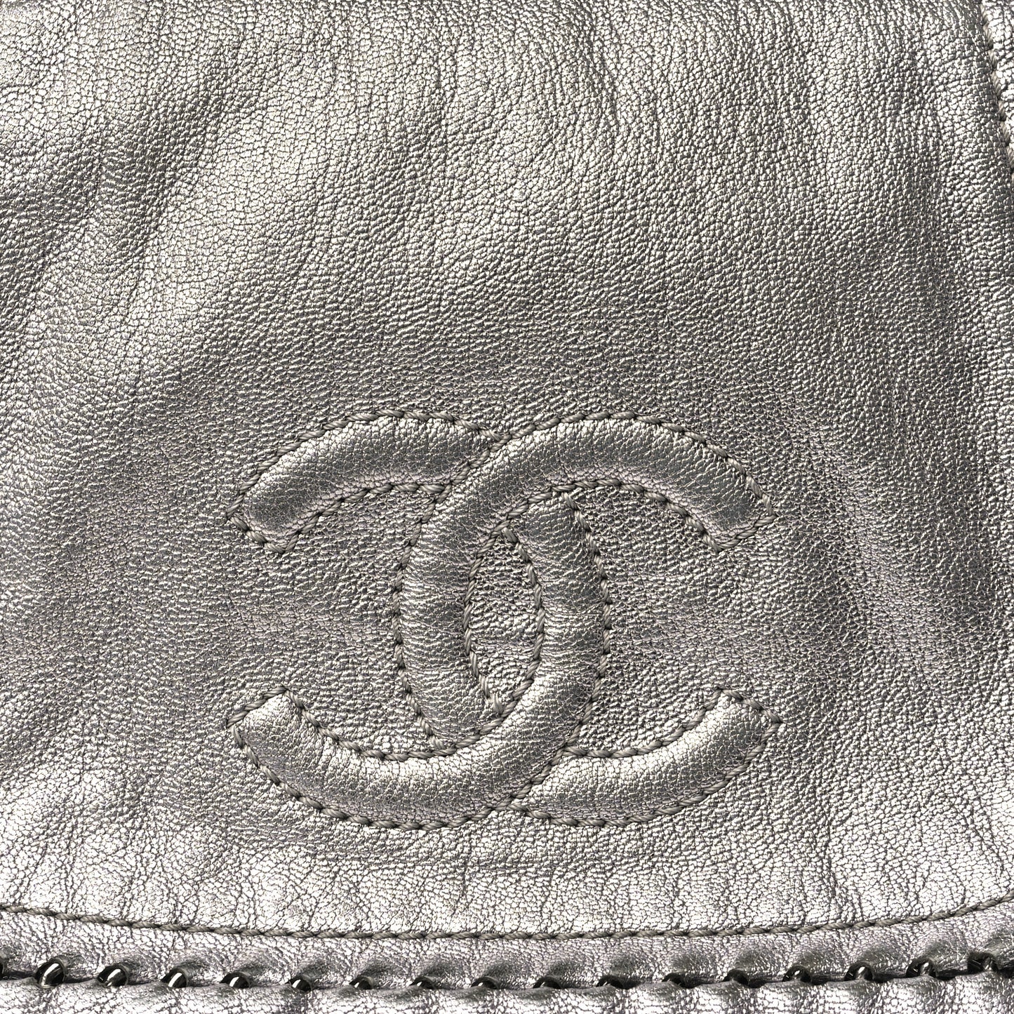 Metallic Deerskin Luxe Ligne Flap  Silver