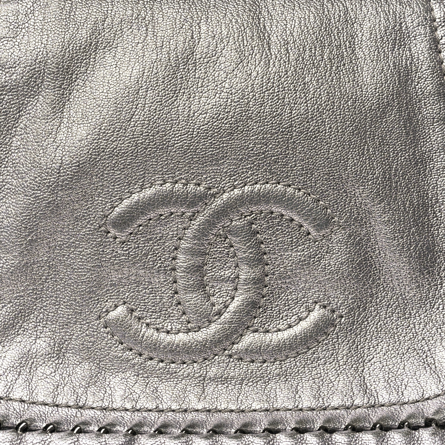 Chanel Metallic Deerskin Luxe Ligne Flap  Silver 8 of 12