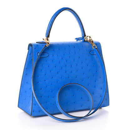 Hermes Ostrich Kelly Sellier 25 Bleuet 3 of 40