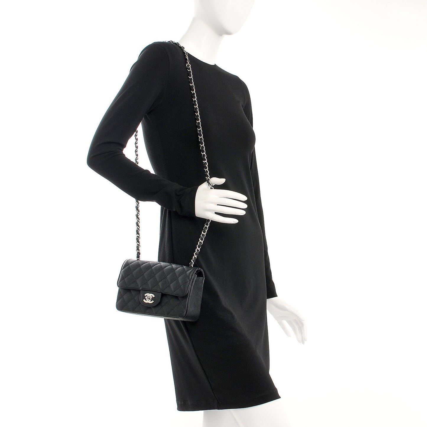 Caviar Quilted Mini Rectangular Flap Black