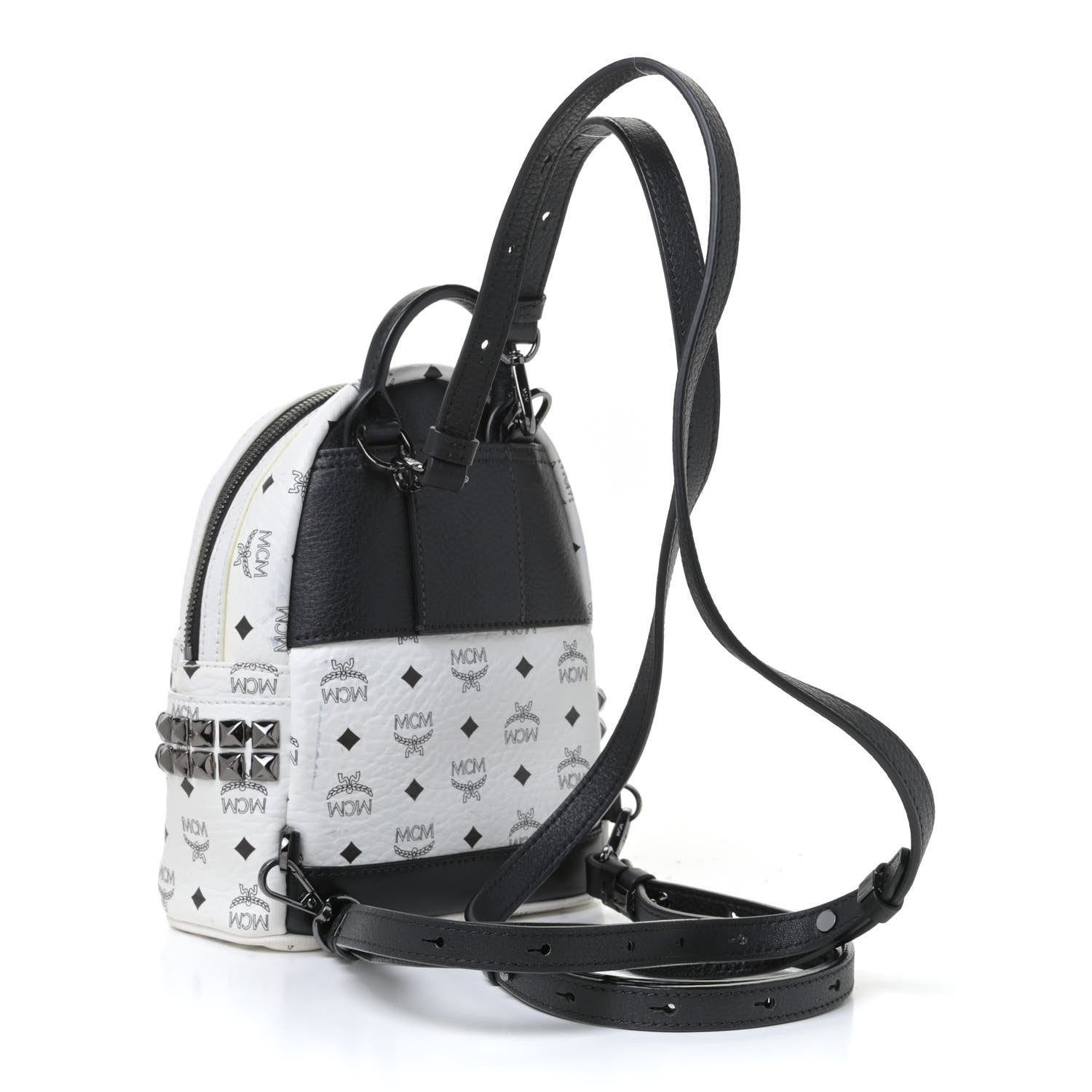 MCM Visetos Side Stud X-Mini Stark Bebe Boo Backpack White 2 of 8