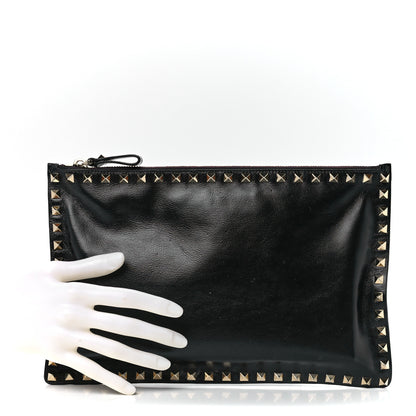 Valentino Garavani Vitello Large Rockstud Zip Pouch Black 2 of 11