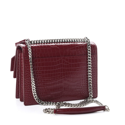 Saint Laurent Calfskin Crocodile Embossed Medium Monogram Sunset Palissandre 3 of 10