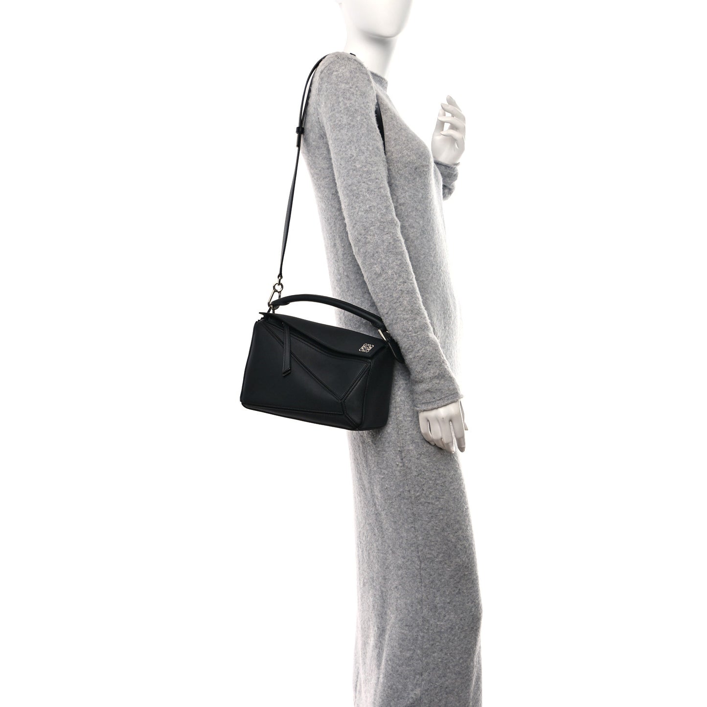 Calfskin Small Puzzle Bag Black