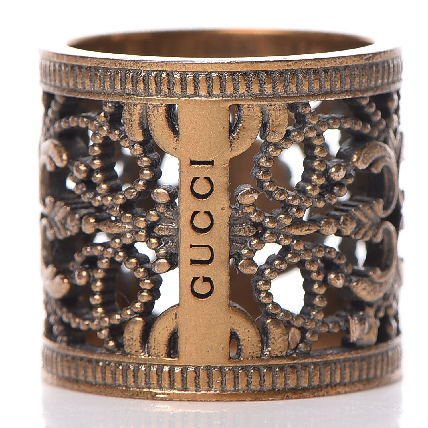 Gucci Metallic Open Work Ring 7 Aged Gold 3 of 6