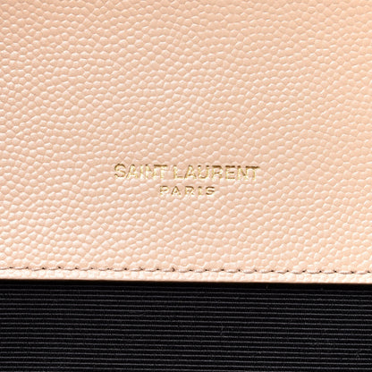 Saint Laurent Grain De Poudre Matelasse Chevron Large Monogram Satchel Nude Powder 7 of 12